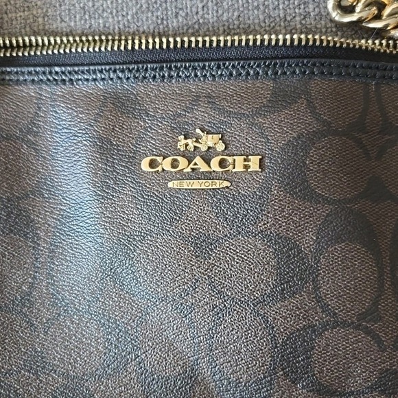 Coach Ava Chain Tote Signature Canvas in Brown/Black Authentic - Picture 2 of 7